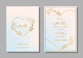 Wedding invitation card. Marriage background with pretty stylized floral twigs.
