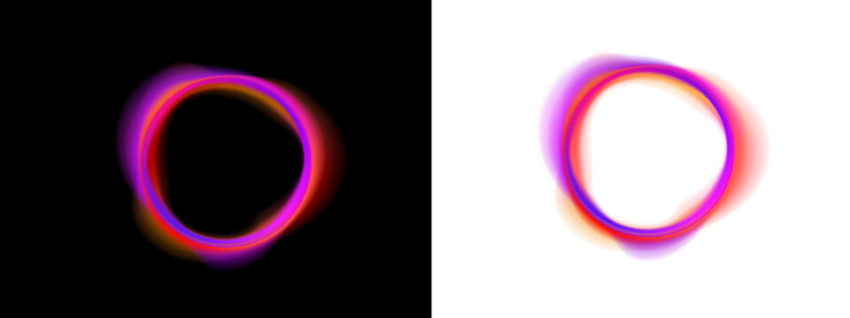 Abstract luminous circle features smooth gradient mesh and flowing contours. Digital style emphasizes depth and energy. Transparent PNG isolated on white background.