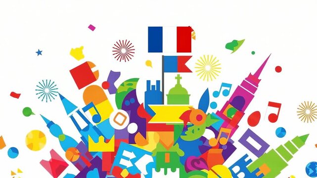 French Culture Celebration: Colorful Icons and Symbols