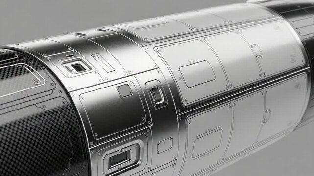 Futuristic Spacecraft Hull with Carbon Fiber and Metal Panels