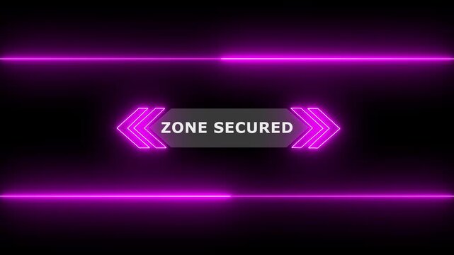 Hud Callout Information Box For Corporate Webinar Slide, Animation of HUD elements with text Zone Secured. Animate a white callous for text. HUD elements on black background. Futuristic callout