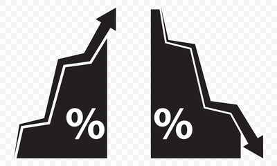 Line growth and decrease icon set. growth up and down. Profit and loss icon. Revenue Growth and decrease, Percentage Growth and decrease vector illustration On Transparent Background. EPS 10.