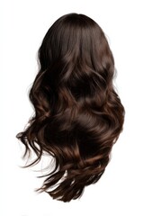 Fototapeta premium Luxurious long wavy brown hair on white background