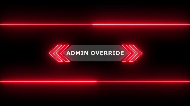 Animation of HUD elements with text Admin Override. Animate a white callous for text. HUD elements on black background. Futuristic callout titles. Virtual sci fi textbox for HUD. Hud Callout Info Card
