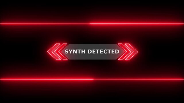 Animation of Callout, HUD UI elements on black color background. Animation of HUD elements with text "Synth Detected". Callout futuristic hud animation digital white tone six pack on the screen