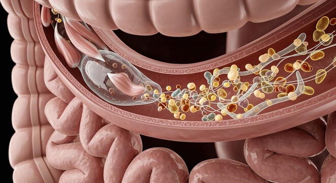 Bacterial Overgrowth in Intestine - Microscopic View