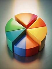 A colorful representation of data distribution, showcasing varied proportions in a visually appealing pie chart