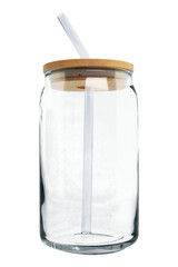 Empty Glass Jar With Wooden Lid Isolated on Transparent background png