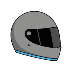 Fototapeta premium Gray racing helmet with black visor on white background, safety gear