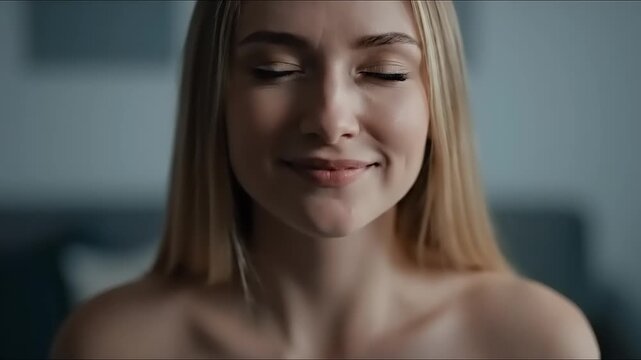 Woman Smiling and Showing Emotions Indoors.