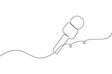 Obraz premium Retro microphone vector illustration in continuous line art for music concept 