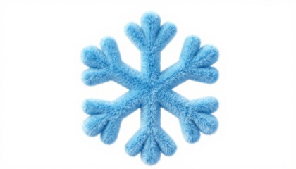Blue fluffy snowflake decoration isolated on white background