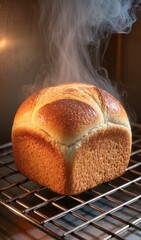 Fresh bakery bread close-up, crispy golden crust