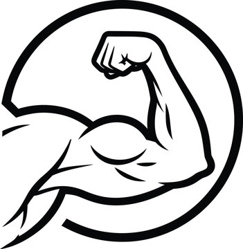 Strong arm muscle flexing icon isolated on transparent background, Vector
