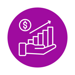Financial growth chart icon isolated on transparent background