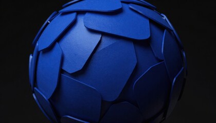 Blue geometric sphere abstract 3D render on black background