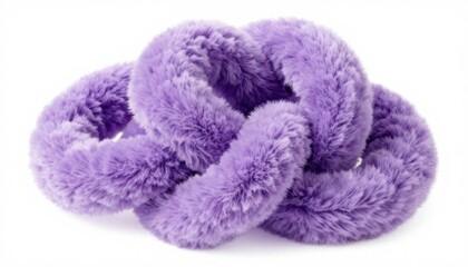 Purple fuzzy cloud pillow isolated on white background
