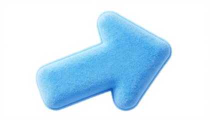 Blue fuzzy arrow up symbol isolated on white background