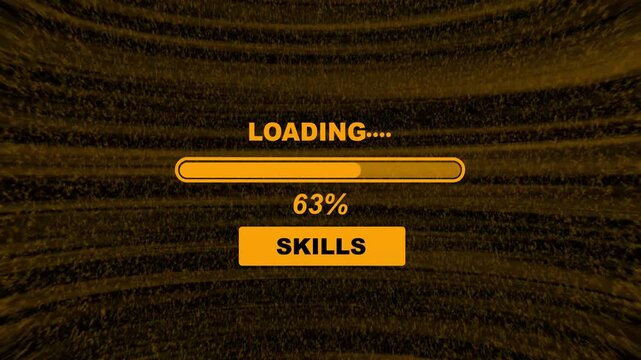 Progress bar skills loading animation. Skills development loading bar concept for career growth.  professional training performance visualization. 4k video on background.