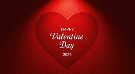 Red Heart Shape Happy Valentine Day 2026 Text love