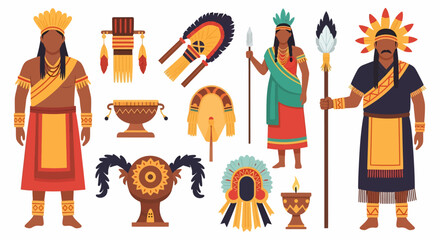 Inca Warriors and Traditional Costumes and Symbols.