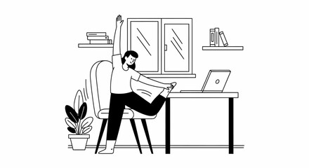 Man Working on Laptop at Desk.