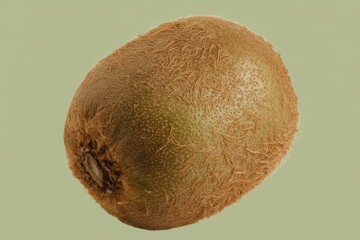 Whole kiwi fruit on green background brown fuzzy