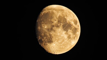 Detailed Close-Up of a Crescent Moon in a Dark Night Sky with Textured Surface Features