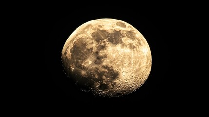 Full Moon Illuminating Night Sky with Detailed Craters and Texture Visible in Dark Universe