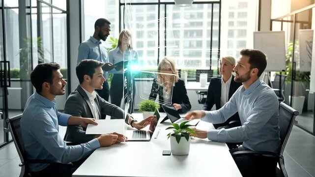 Diverse Business Team Meeting in Modern Office.