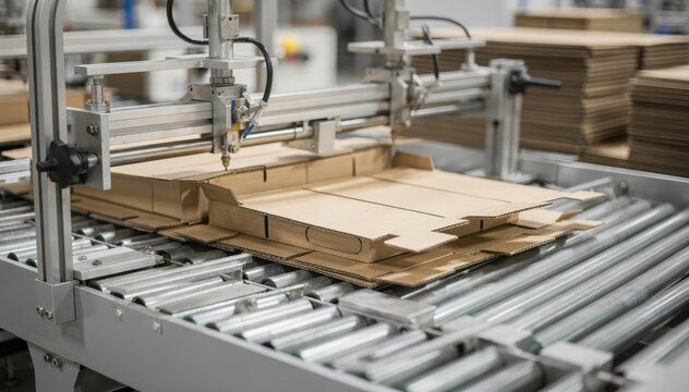 Crashlock bottom cartons being folded and glued by industrial machinery highlighting efficient packaging production and secure carton structure formation.