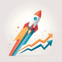 Naklejka premium Startup Rocket Launch Business Illustration Isolated