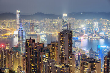 Obraz premium Awesome aerial view of Hong Kong from Victoria Peak