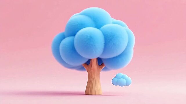 BlueBalloonTreeSculptureonPinkBackground