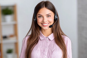 Young woman in customer service job