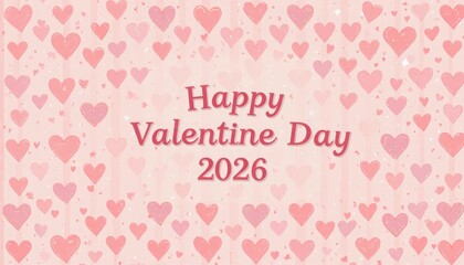 Pink hearts background happy valentine day 2026 love