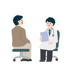 Obraz premium 男性患者と診察をする医師のイラスト / Illustration of a doctor examining a male patient