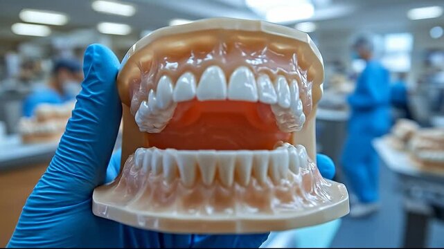 A dental model showcasing realistic teeth and gums for education.