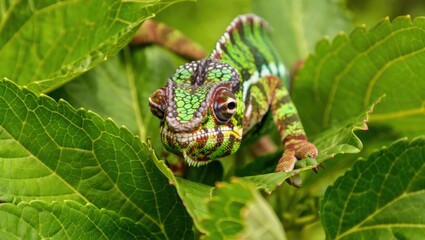 Obraz premium Chameleon in Lush Greenery