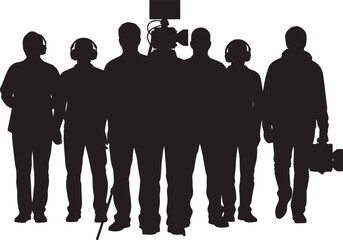 Black Solid Office Video Production Silhouettes Set of Six on White Background © Dreamfly