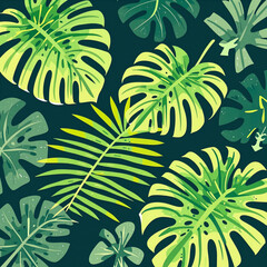 Obraz premium A tropical, nature-inspired background with lush greenery or floral patterns