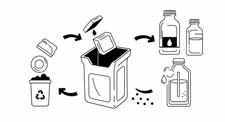 Recycling Process of Plastic Bottles and Containers.