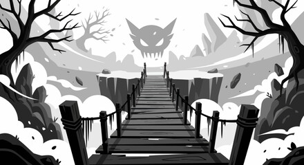 Spooky Stairway Leading to Frightening Face.