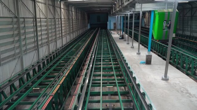 Hillside funicular railway tracks