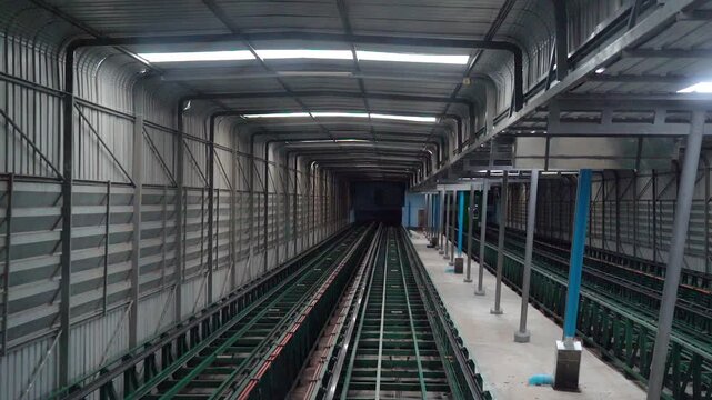Hillside funicular railway tracks
