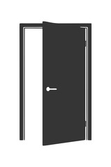 少し開いたモダンなドアのシルエットアイコン