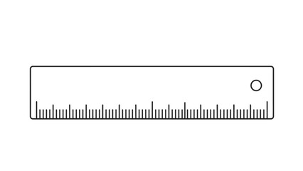 simple black line drawing of a standard metric ruler used for measurement in school office and engineering tasks isolated on white background.