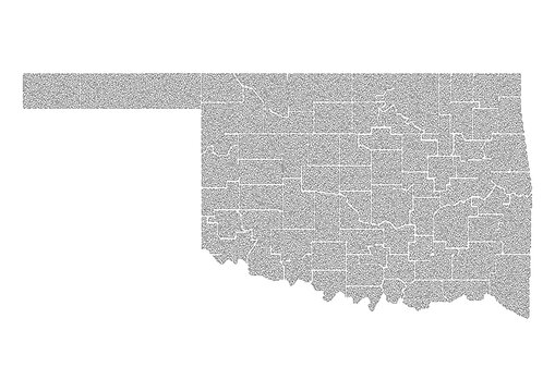 Abstract Oklahoma US State Map Organic Maze Style Line Art Vector Illustration Modern Wall Decor Print