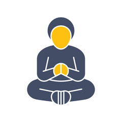 A geometric female character in a yoga pose. Concept of wellness, flexibility, and mindfulness in a naive abstract vector style.