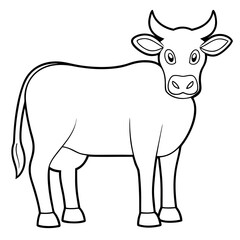 Fototapeta premium A clean-and-simple-black-and-white-line vector illustration of a cow